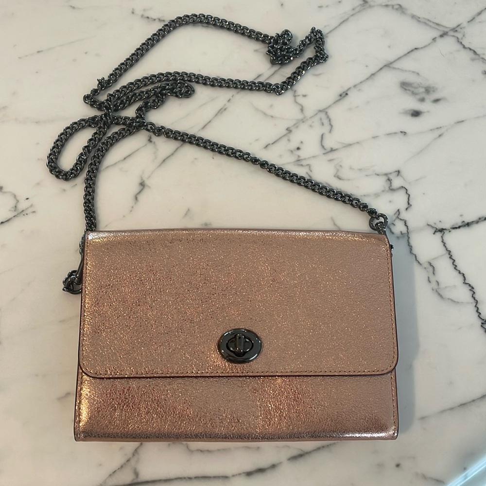 Coach Rose gold/metallic purse/clutch